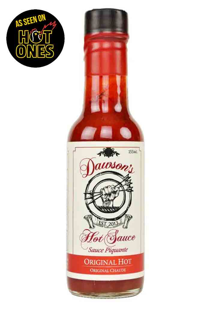 Steklenička Dawson’s Original Hot Sauce – pekoča omaka iz Kanade, znana iz Hot Ones sezone 5