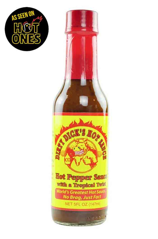 Dirty Dick’s Hot Sauce 147 ml – tropska pekoča omaka z mangom, ananasom in banano