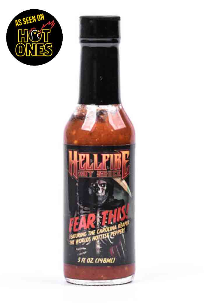 Hellfire Fear This 148 ml – ena najbolj pikantnih Carolina Reaper omak brez čilijevega ekstrakta