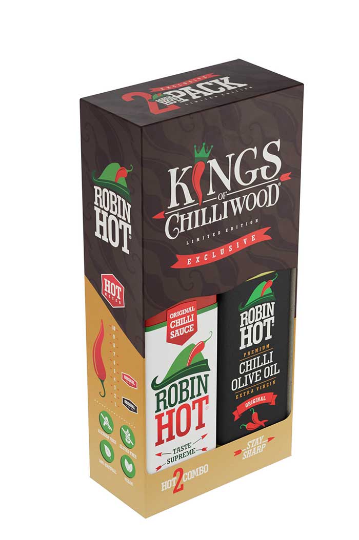2PACK Robin Hot – darilni set: Original Chili Sauce + Chili Oil (2×100 ml)